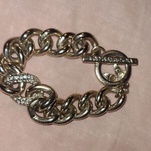 Gold-Tone Chunky Chain Bracelet with Crystal Accent Victoria Secret